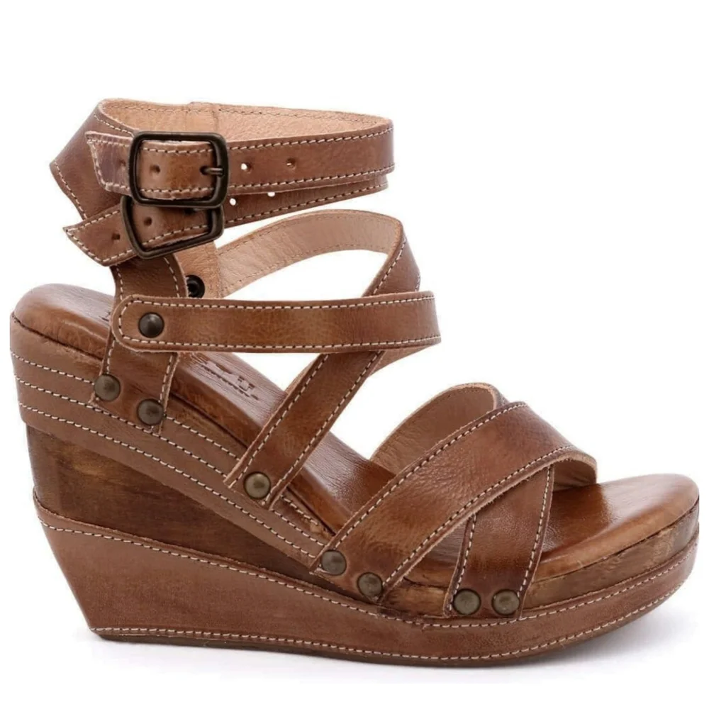SOLD Bed Stu Juliana Tan Rustic Genuine Leather Strappy Sandals Sz 10 - Picture 3 of 14